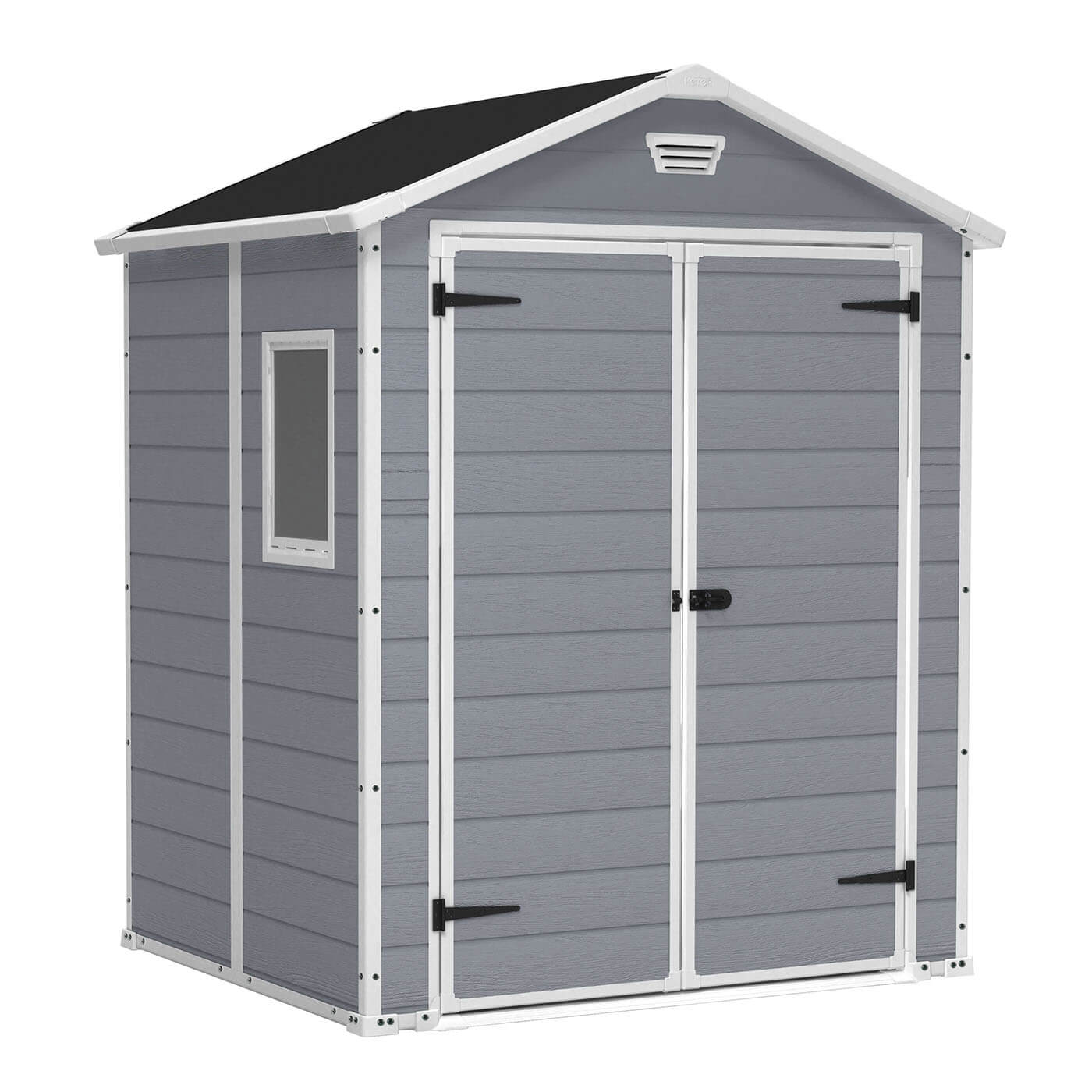 Keter Manor Outdoor Apex Garden Storage Shed, 6 x 5 feet - Grey