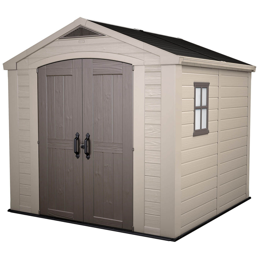 Keter Factor Outdoor Apex Garden Storage Shed 8 x 8 feet - Beige