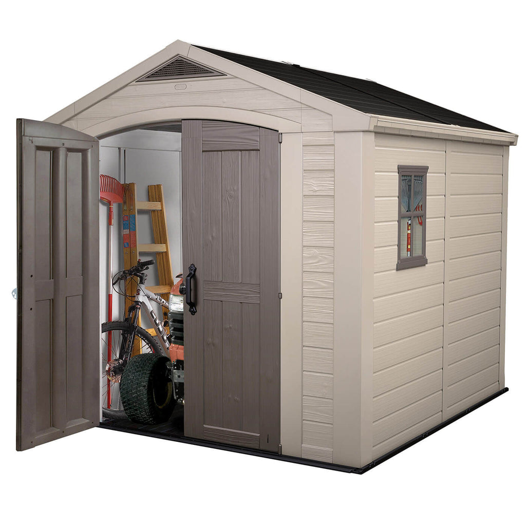 Keter Factor Outdoor Apex Garden Storage Shed 8 x 8 feet - Beige