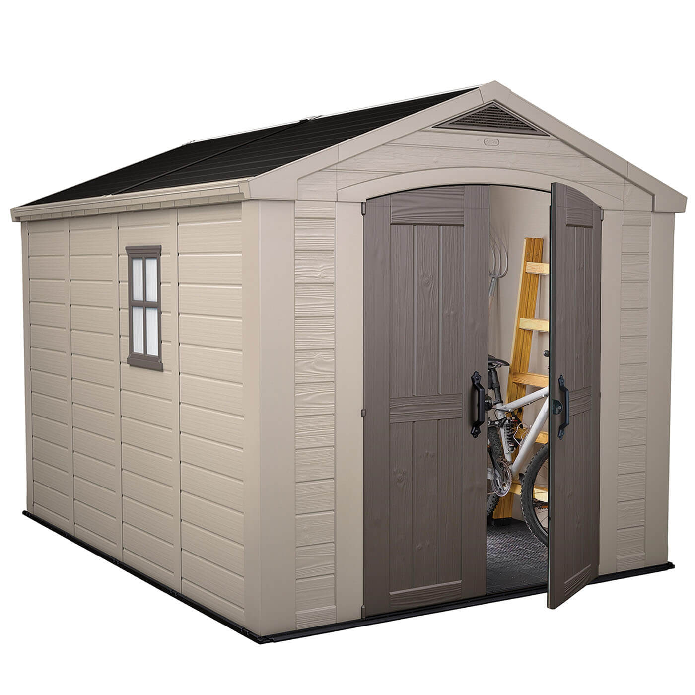 Keter Factor Outdoor Apex Garden Storage Shed 8 x 11 feet - Beige