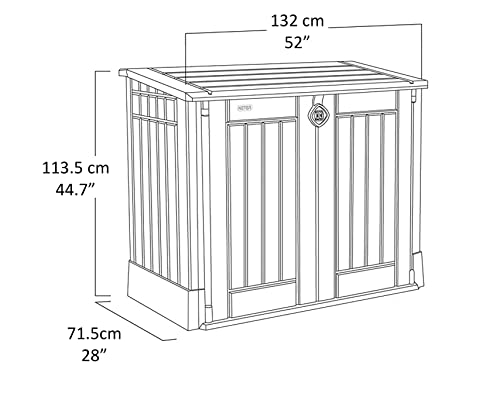 Keter Store-It Out Midi Outdoor Garden Storage Shed, Beige and Brown, 130 x 74 x 110 cm