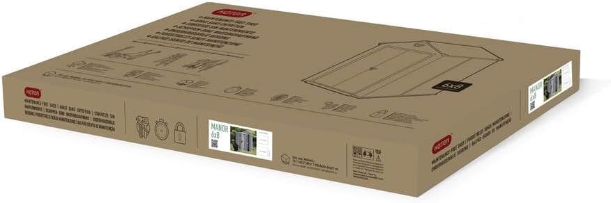 Keter Manor Outdoor Plastic Garden Storage Shed, Grey, 6 x 8 ft