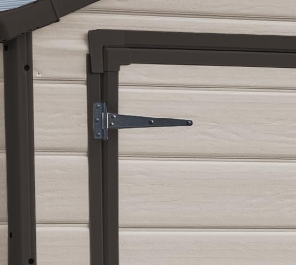 Keter Manor Outdoor Apex Double Door Garden Storage Shed 6 x 5ft Beige Brown Wood effect | Fade Free | All Weather Resistant | Safe and Secure | Zero Maintenance | 15 year Warranty
