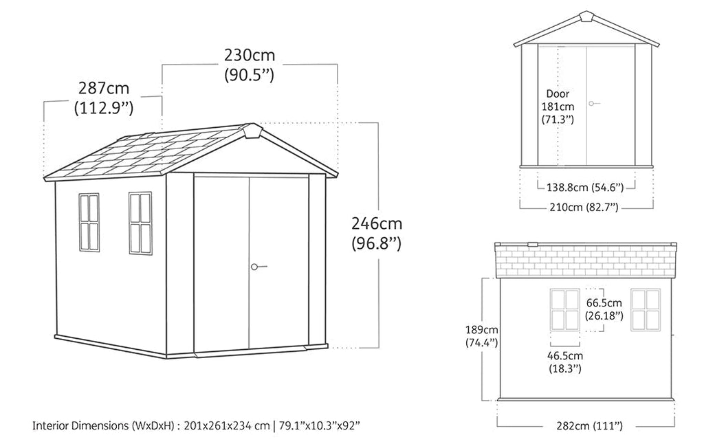 Newton Plus Shed 9x7.5ft - Grey