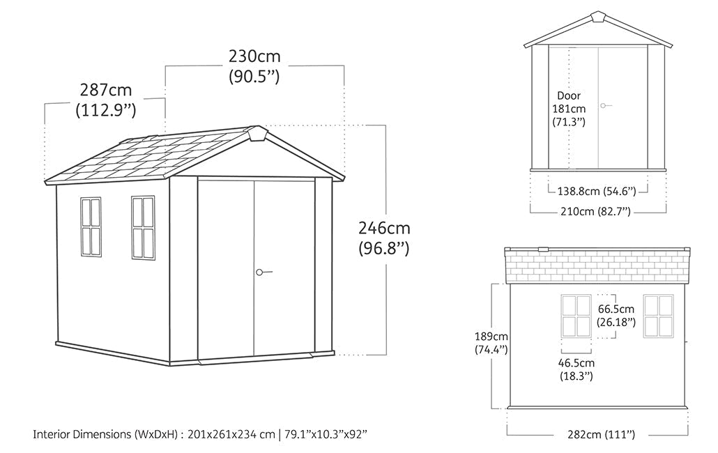 Newton Plus Shed 9x7.5ft - Grey