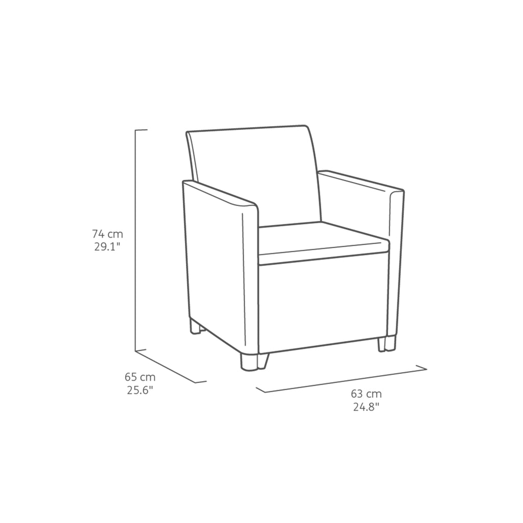 Keter Marie Outdoor Lounge Set | 2 Sofas + Vigo Storage Table + Cushions | Rattan-Effect Finish | Weatherproof Resin | 15-Min Easy Assembly | 3-Year Guarantee