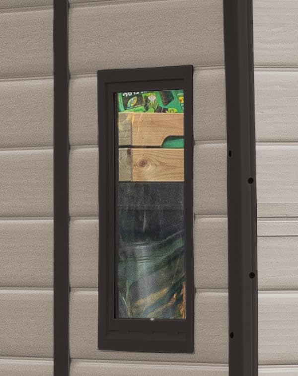 Keter Manor Outdoor Apex Double Door Garden Storage Shed 6 x 8ft Beige Brown Wood effect | Fade Free | All Weather Resistant | Safe and Secure | Zero Maintenance | 15 year Warranty