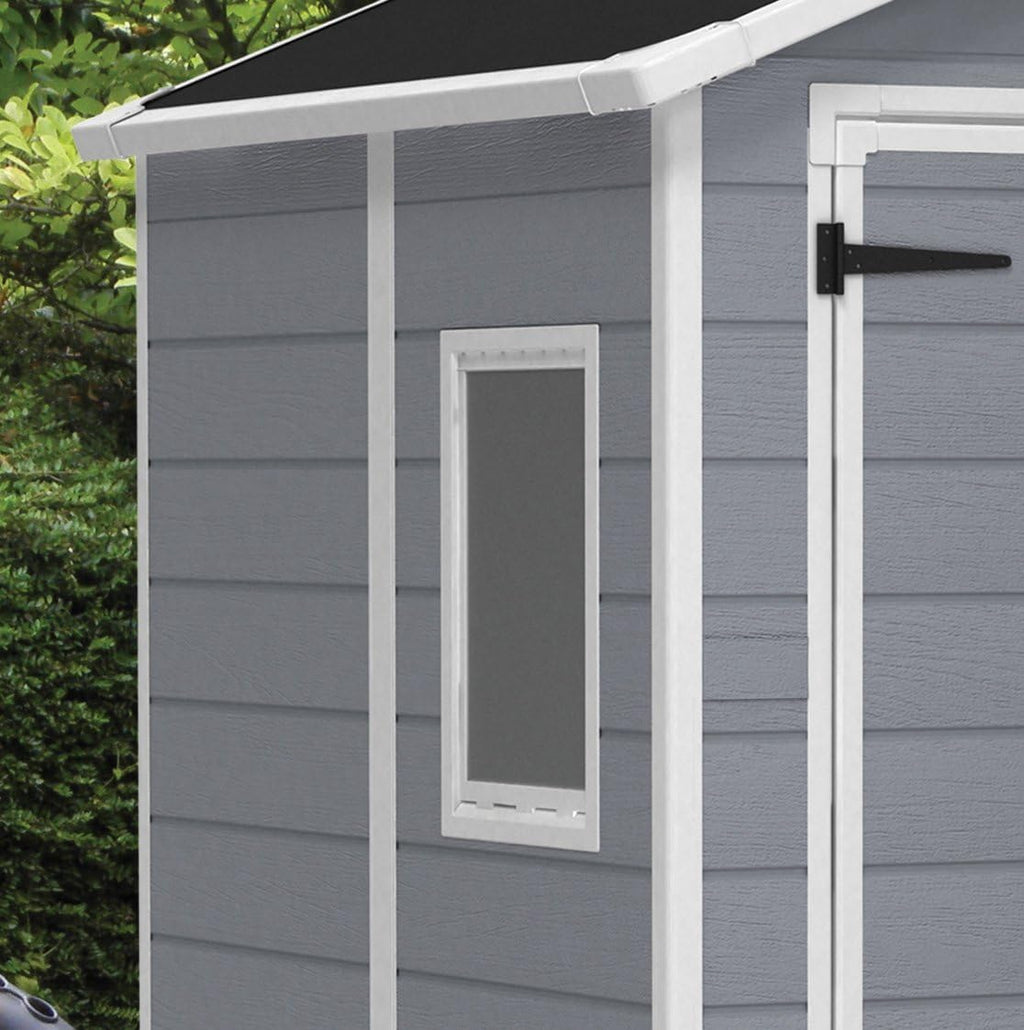Keter Manor Outdoor Plastic Garden Storage Shed, Grey, 6 x 8 ft