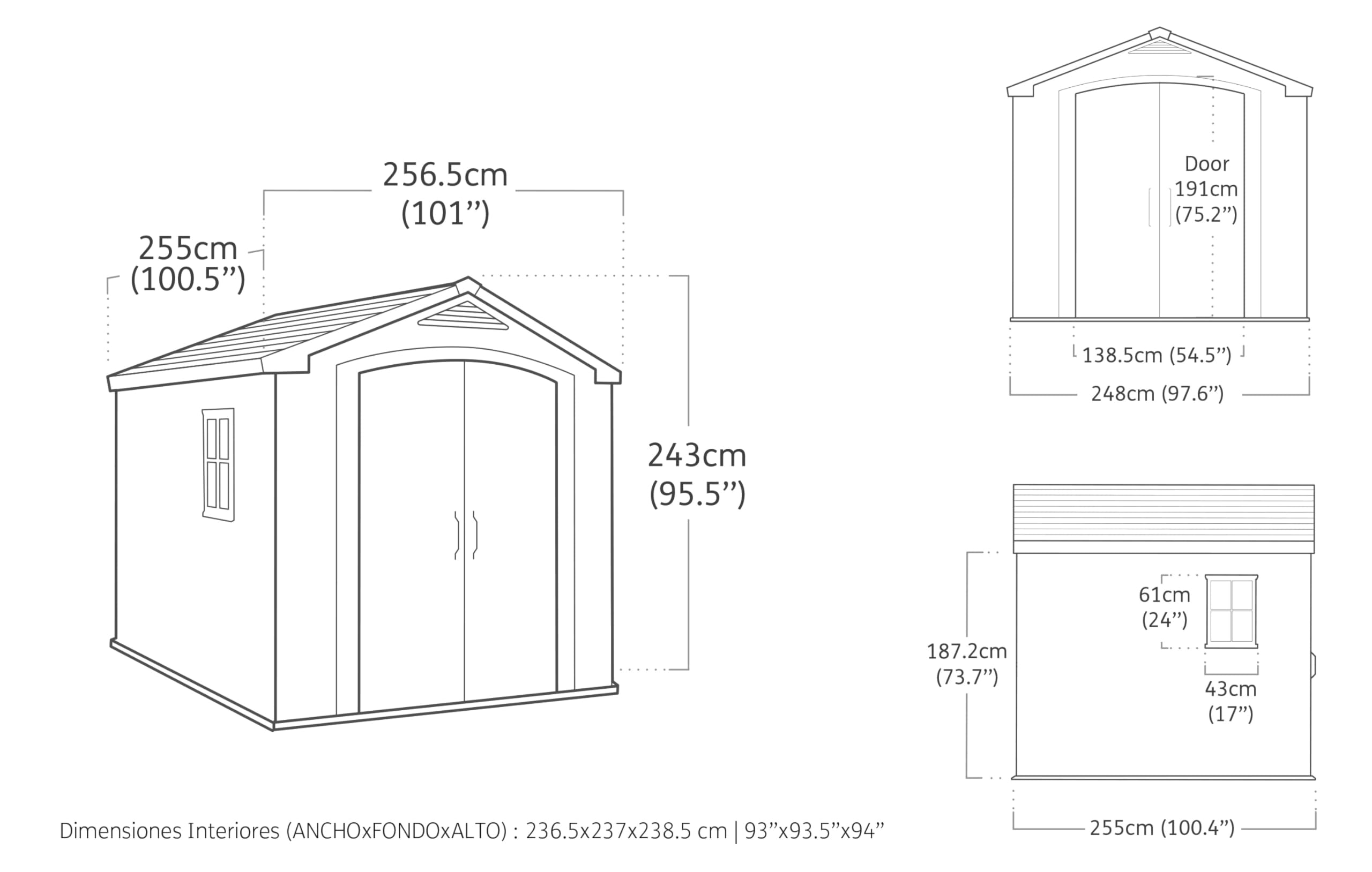 Keter Factor Outdoor Plastic Garden Storage Shed, Beige, 8 x 8 ft