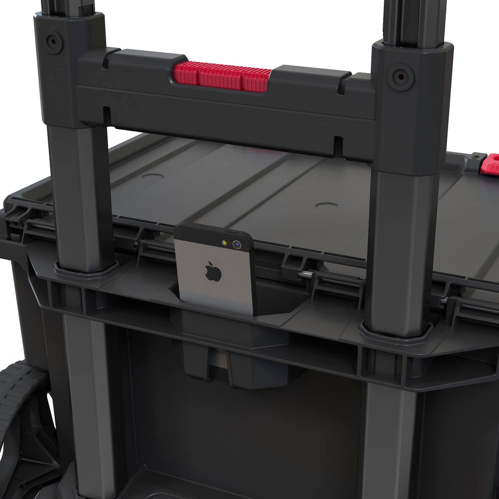 Keter Stack n' Roll Modular DIY Tool Storage System Cart with Wheels, Stackable, Lightweight, Durable, Water Resistant, Black