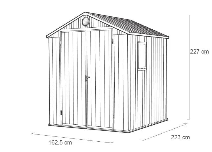 Pro Grade 6ft x 8ft Premium Plastic Double Door Garden Shed - Grey/Anthracite Wood Touch Texture