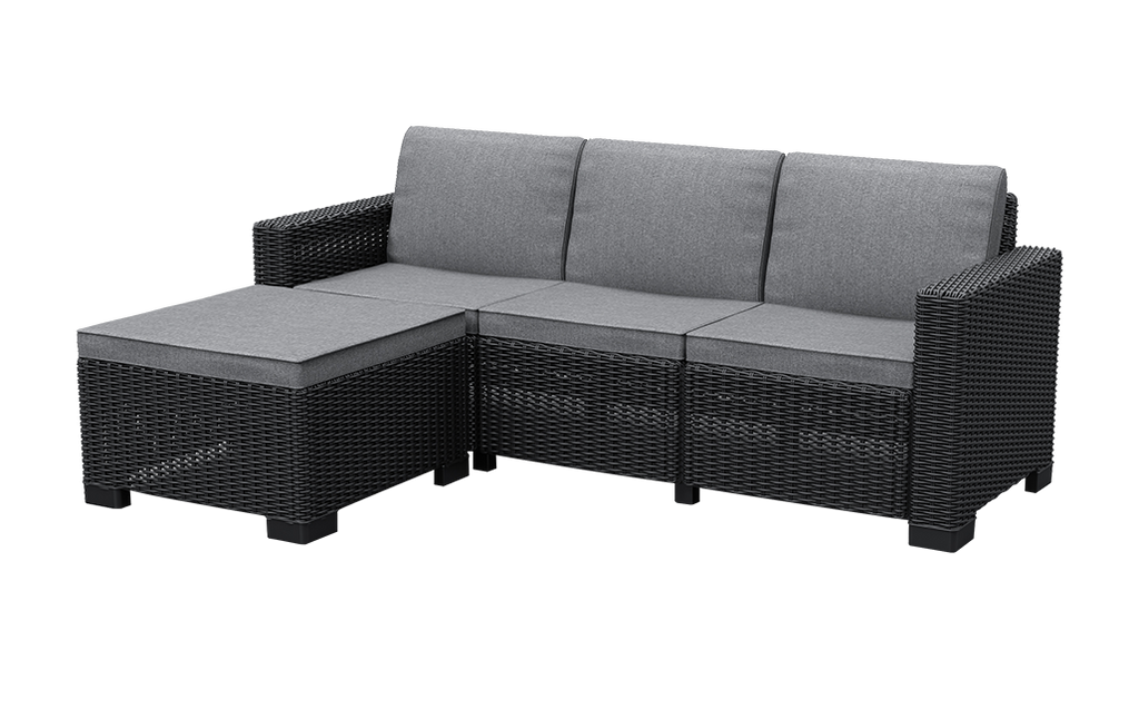 California 3 Seater Chaise Longue Mini - Grey