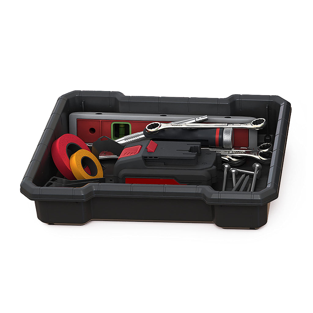 Keter Stack n' Roll Modular DIY Tool Storage System Cart with Wheels, Stackable, Lightweight, Durable, Water Resistant, Black