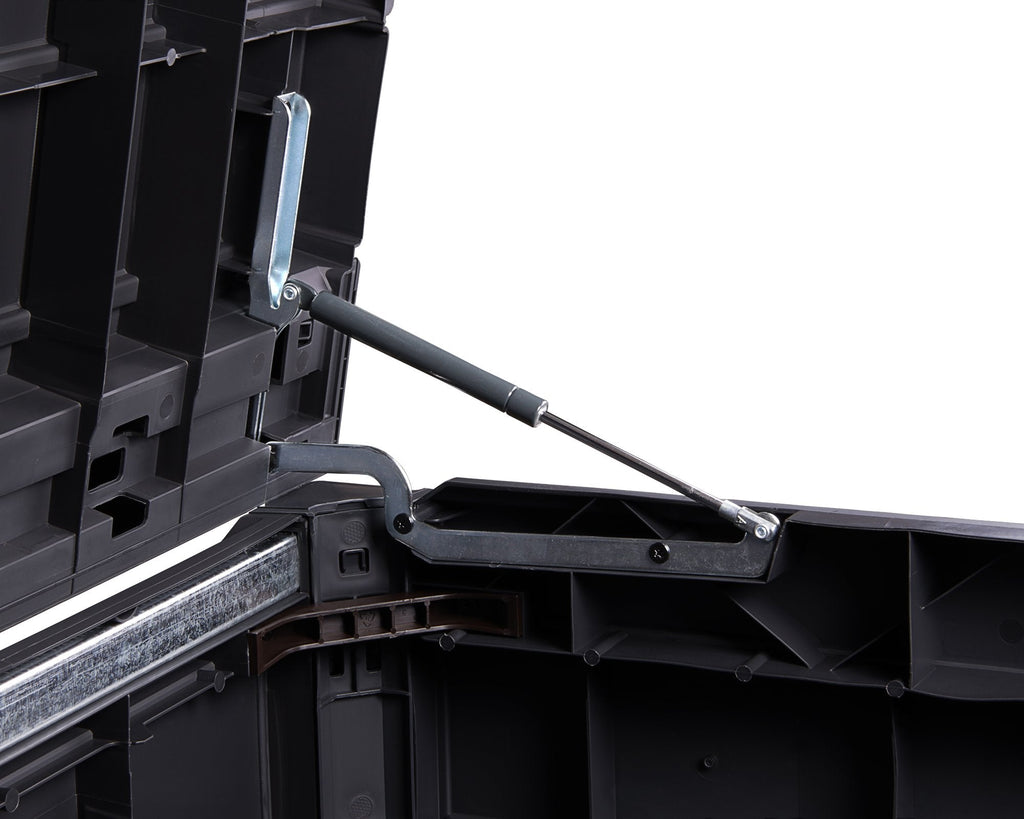 Keter Ontario XXL Cushion Box, Storage Box, Anthracite, 870 Litres, Wood Look with Gas Pressure Springs, Approx. 146 x 82 x 86 (H) cm