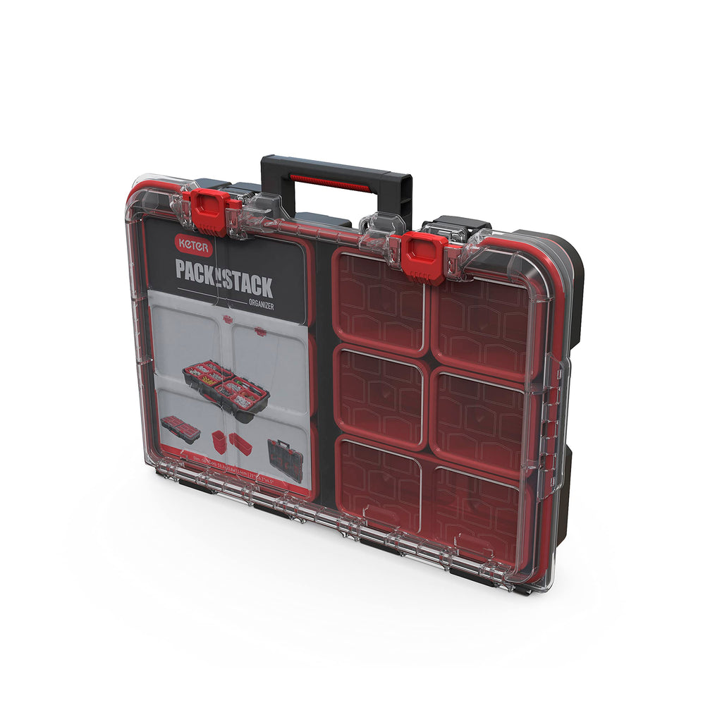 Keter Stack n' Roll Modular DIY Tool Storage System Cart with Wheels, Stackable, Lightweight, Durable, Water Resistant, Black