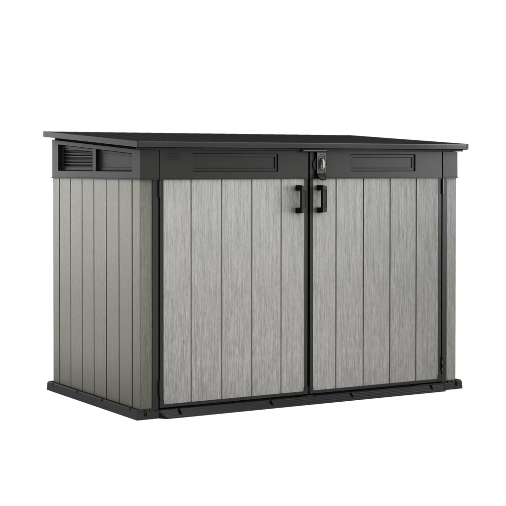 Keter Grande Store Outdoor Double Door Garden Furniture Storage Shed Grey Duotech+ Wood Look and Feel | Fade Free | All Weather Resistant | Safe and Secure | Zero Maintenance