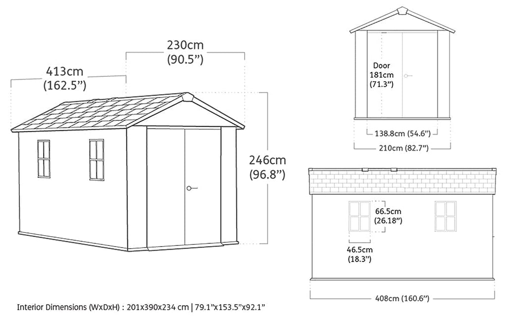 Newton Plus Shed 13x7.5ft - Grey