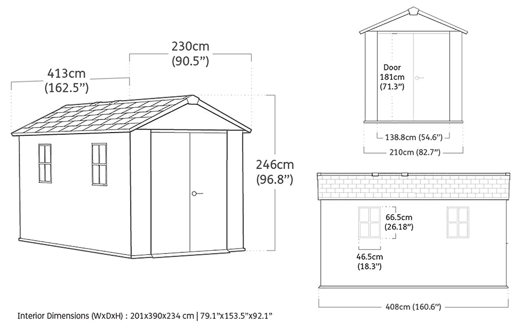 Newton Plus Shed 13x7.5ft - Grey