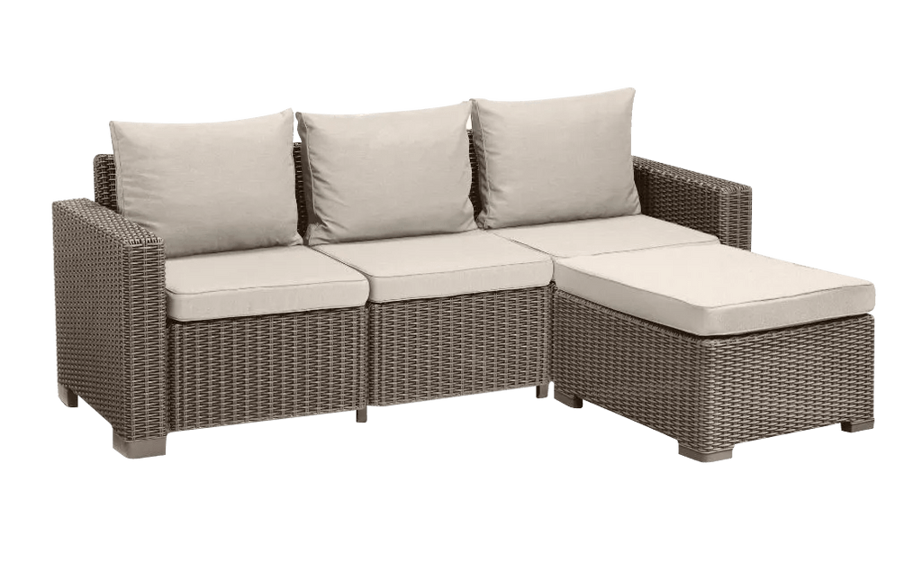 California 3 Seater Chaise Longue Lounge Set - Cappuccino