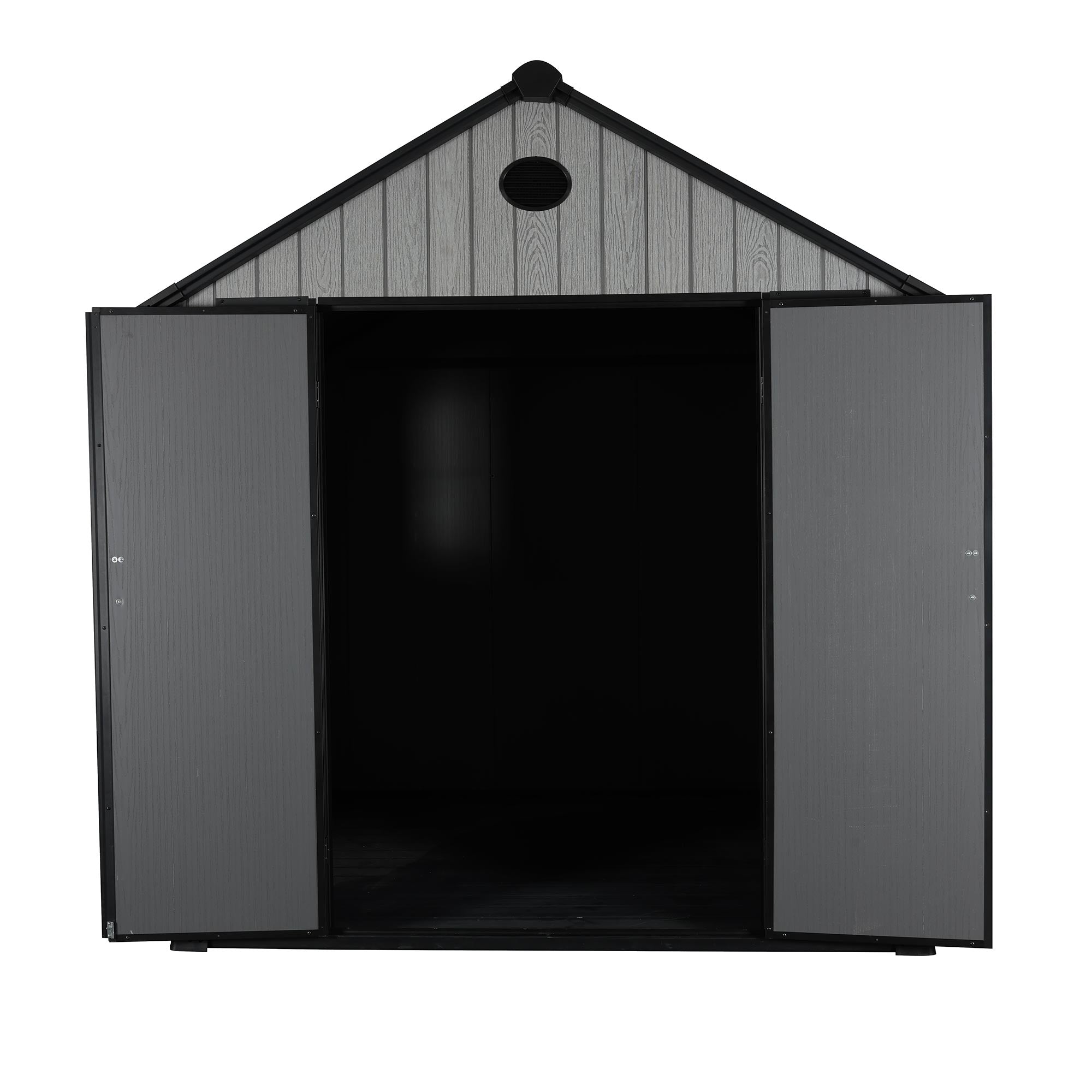 Pro Grade 6ft x 8ft Premium Plastic Double Door Garden Shed - Grey/Anthracite Wood Touch Texture
