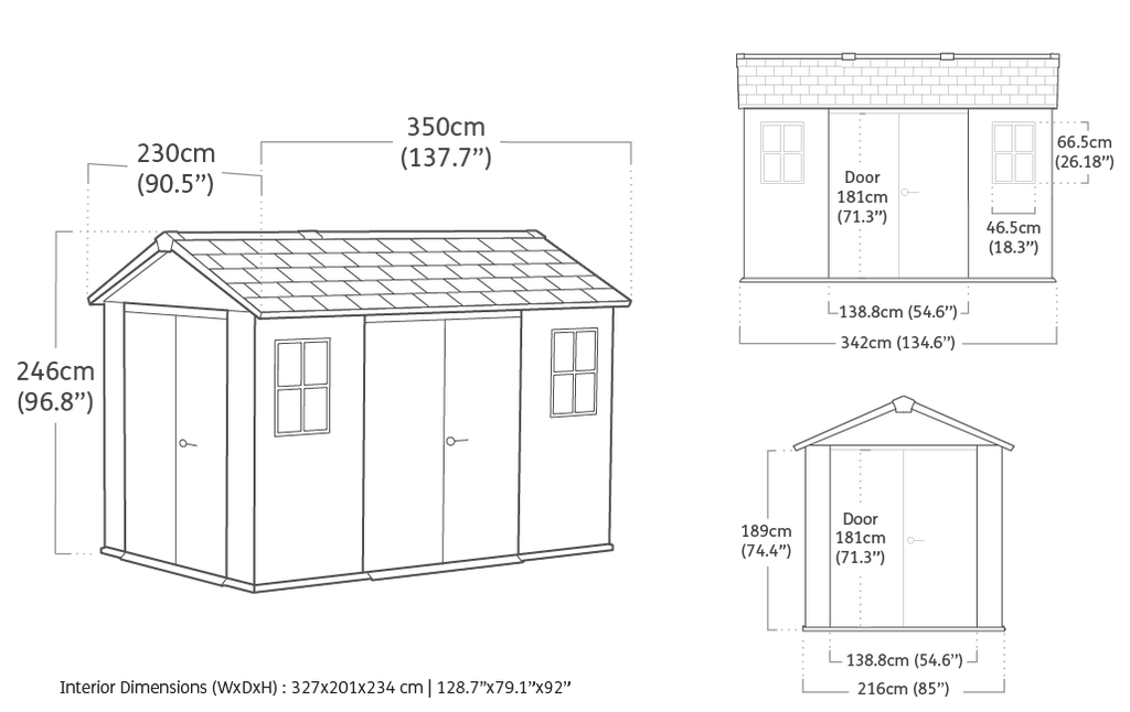 Newton Plus Dual Entry Shed 11x7.5ft - Grey