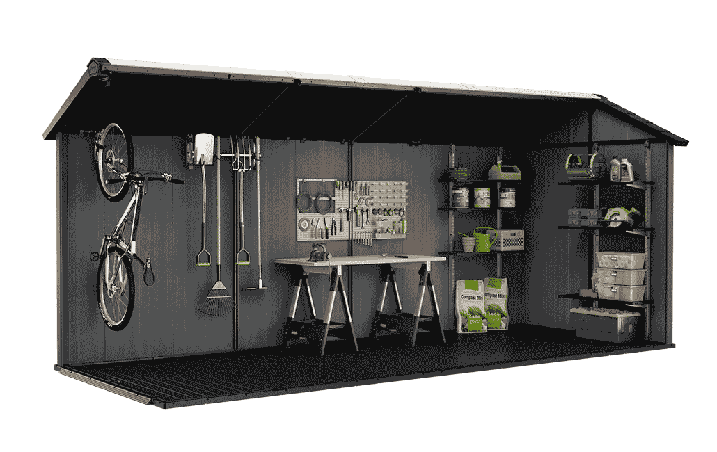 Newton Plus Dual Entry Shed 17x7.5ft - Grey