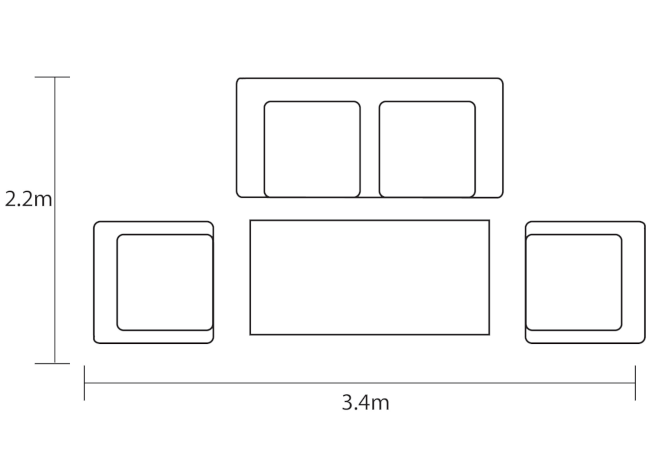 Hartman Asher 2 Seat Lounge Set - Matt Xerix/Grey Harris/Teak