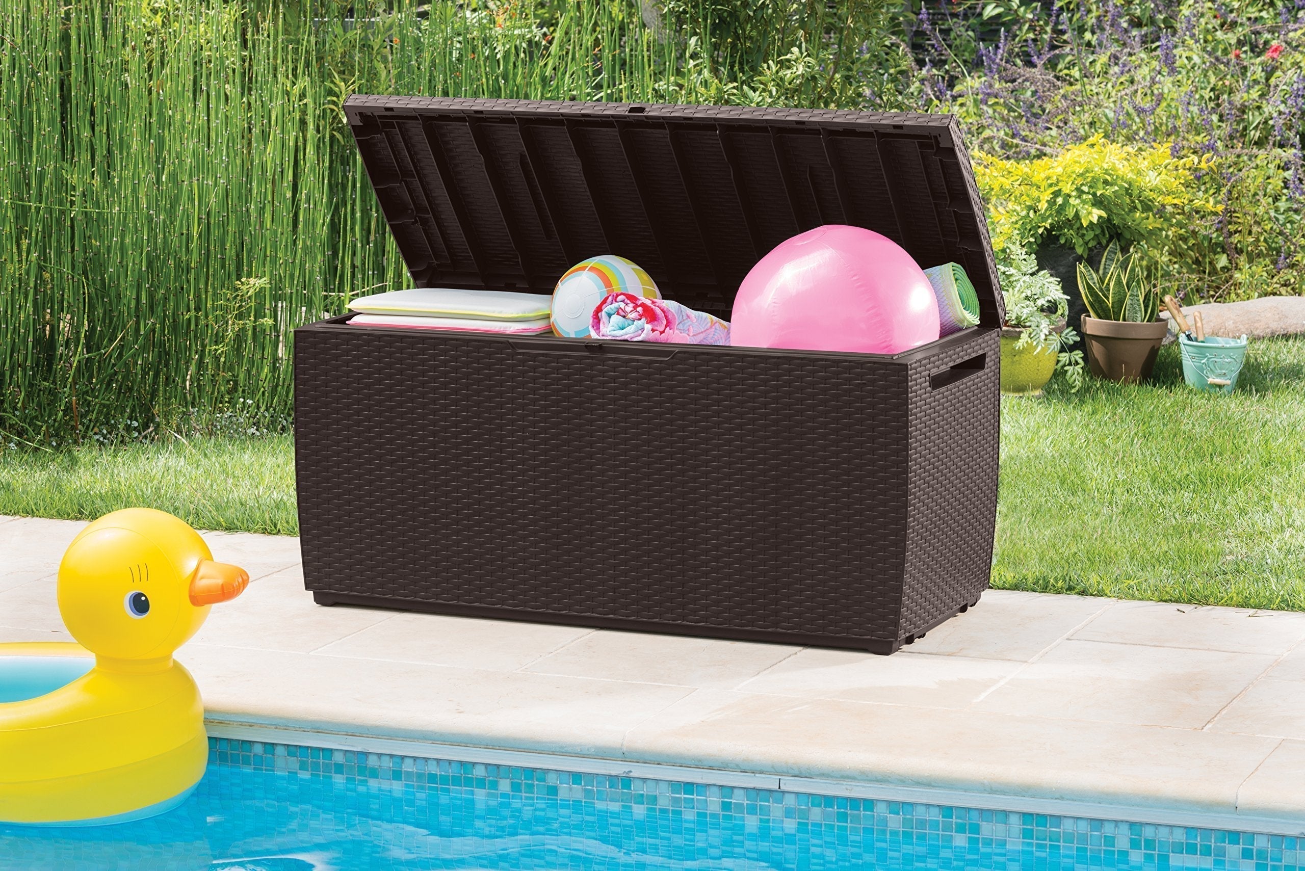 Keter Capri Outdoor Plastic Storage Box Garden Furniture, 123 x 53.5 x 57 cm, Brown