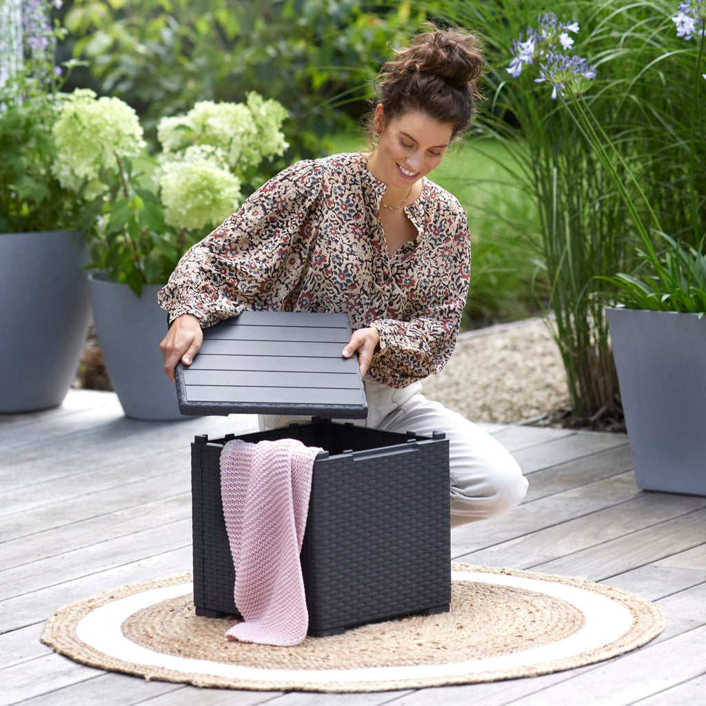 Keter Marie Outdoor Lounge Set | 2 Sofas + Vigo Storage Table + Cushions | Rattan-Effect Finish | Weatherproof Resin | 15-Min Easy Assembly | 3-Year Guarantee