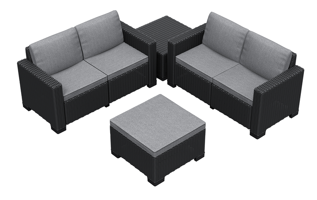 California 4 Seater Double Lounge Set - Grey