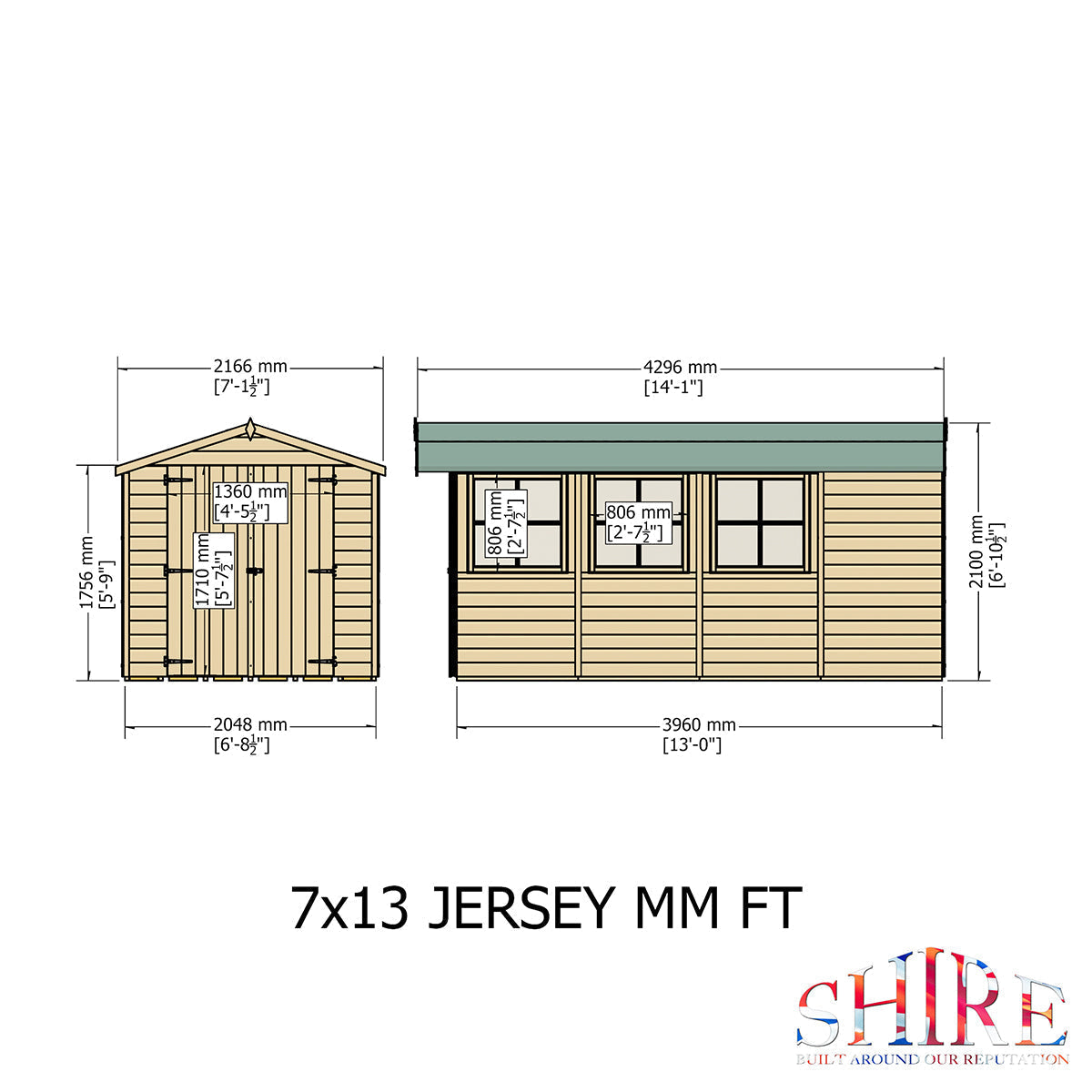 Shire Jersey 7ft x 13ft Shiplap Apex Shed