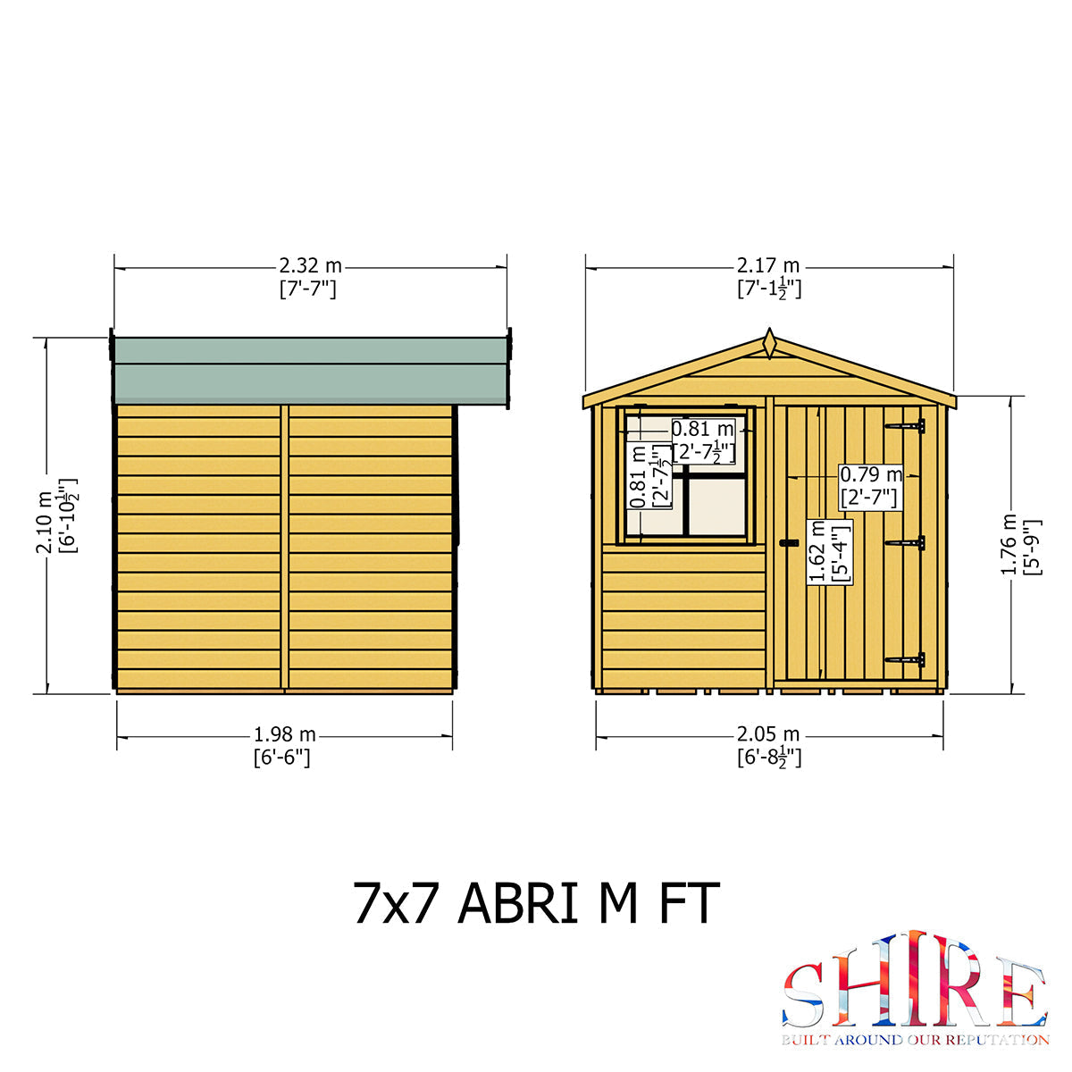 Shire Abri 7ft x 7ft Shiplap Apex Shed