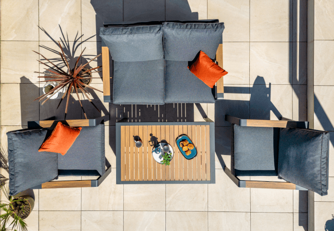 Hartman Asher 2 Seat Lounge Set - Matt Xerix/Grey Harris/Teak