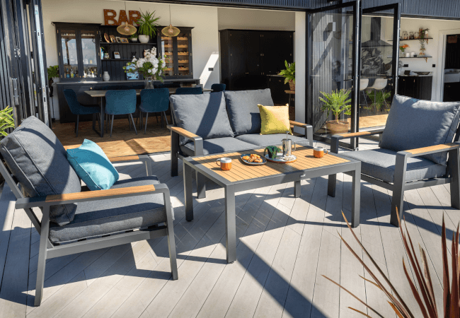 Hartman Asher 2 Seat Lounge Set - Matt Xerix/Grey Harris/Teak