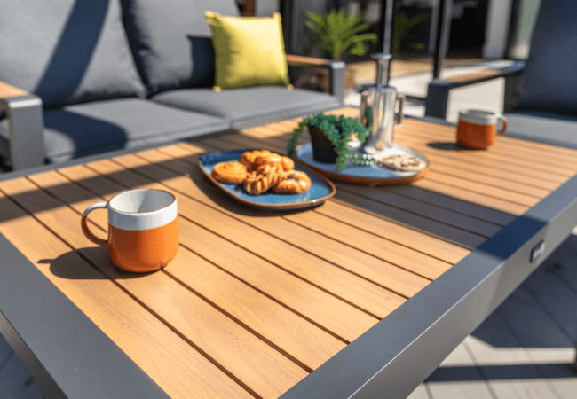 Hartman Asher 2 Seat Lounge Set - Matt Xerix/Grey Harris/Teak