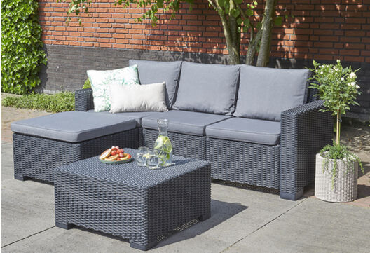 California 3 Seater Chaise Longue Lounge Set - Grey