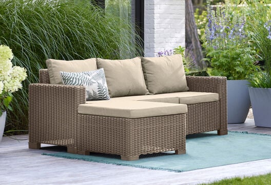 California 3 Seater Chaise Longue Lounge Set - Cappuccino