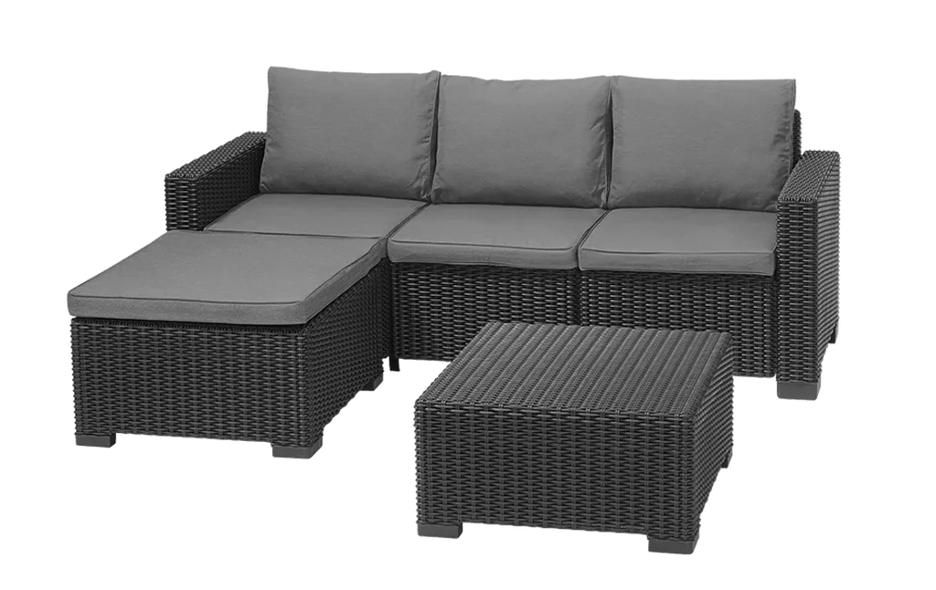 California 3 Seater Chaise Longue Lounge Set - Grey