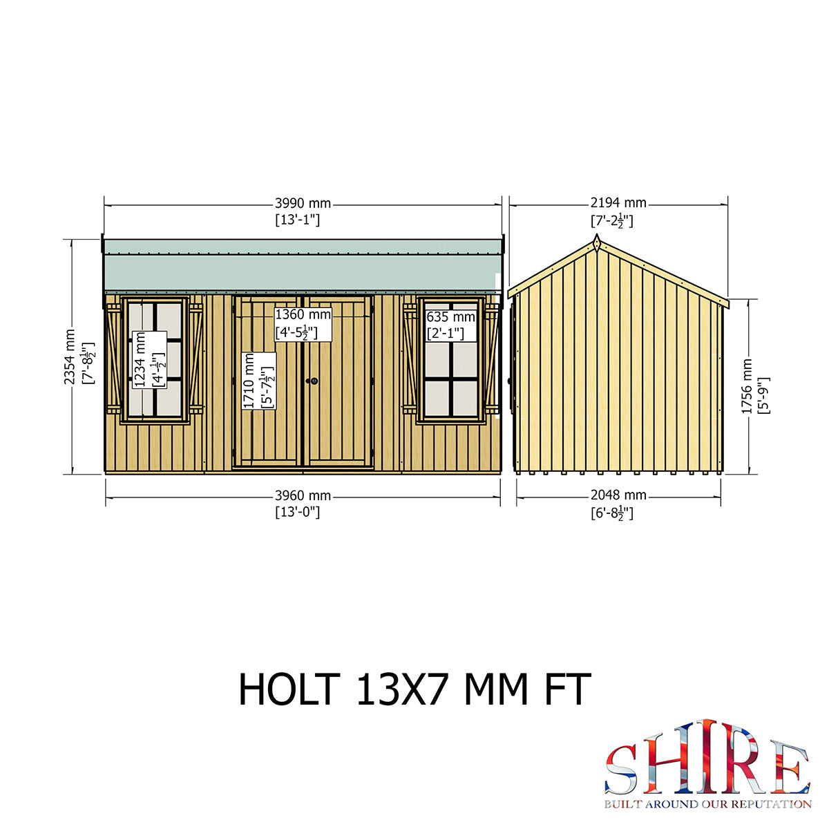 Shire Holt 7ft x 13ft Shiplap Apex Shed