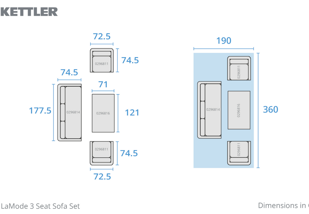 Kettler LaMode 3 Seat Sofa Lounge Set