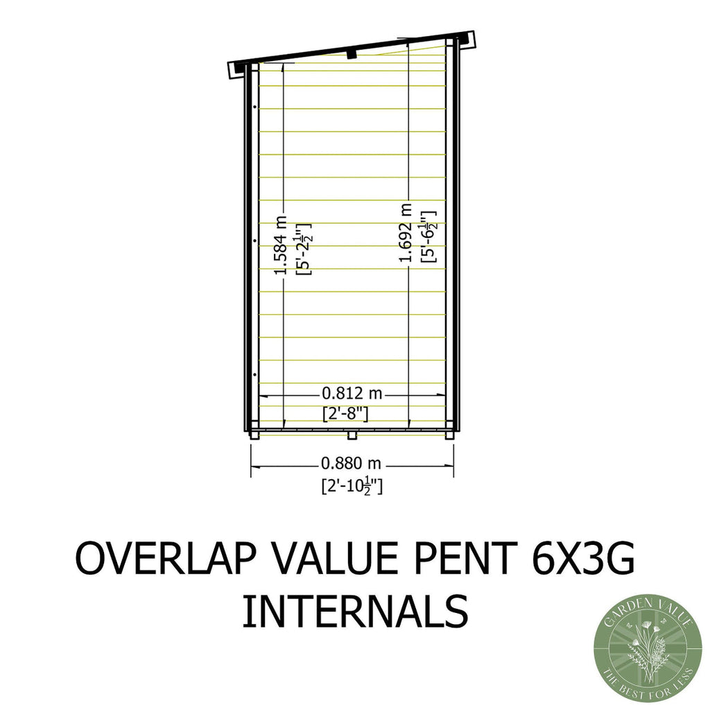 Shire Garden Value Overlap 6ft x 3ft Pent Shed