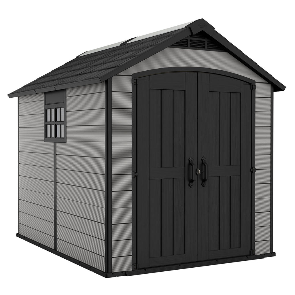 Keter Premier 759 Outdoor Apex Garden Storage Shed 7.5 x 9 feet- Grey