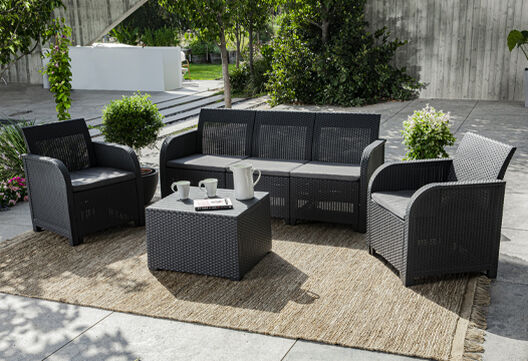 Rosalie 5 seater lounge set with storage table - Grey