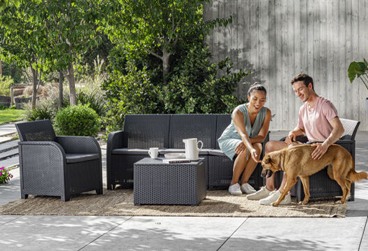 Rosalie 5 seater lounge set with storage table - Grey