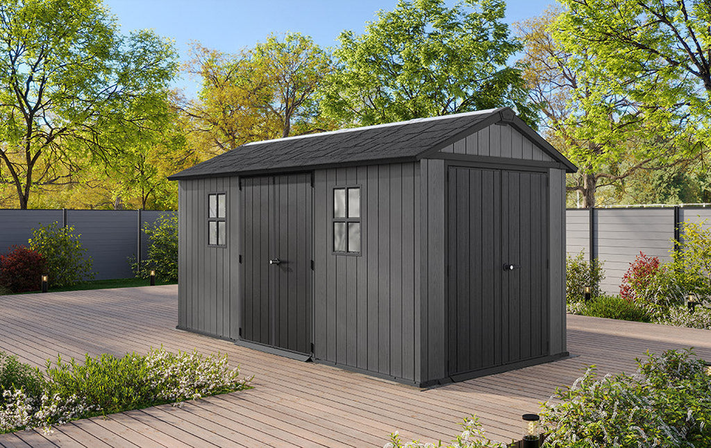 Newton Plus Dual Entry Shed 15x7.5ft - Grey