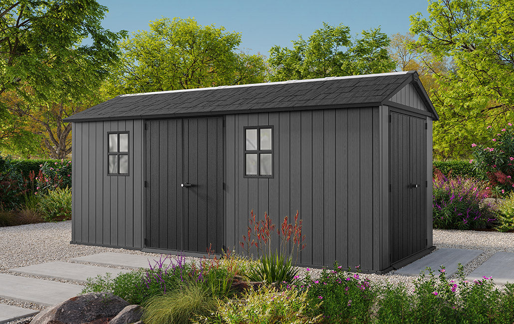 Newton Plus Dual Entry Shed 17x7.5ft - Grey
