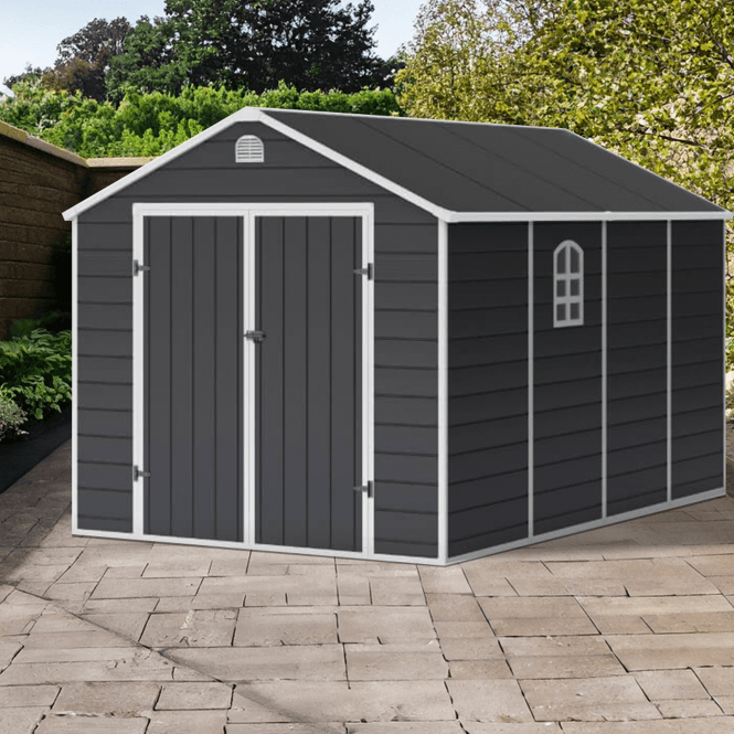 Lotus Sono Apex Plastic Garden Shed Including Foundation Kit 8x12