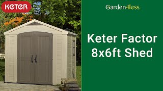 Keter Factor Outdoor Apex Garden Storage Shed 8 x 6 feet - Beige