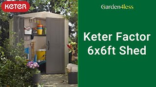 Keter Factor Outdoor Apex Garden Storage Shed, 6 x 6 feet - Beige