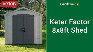 Keter Factor Outdoor Apex Garden Storage Shed 8 x 8 feet - Beige